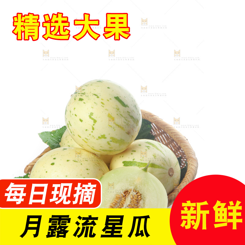 白底上的月露流星蜜瓜