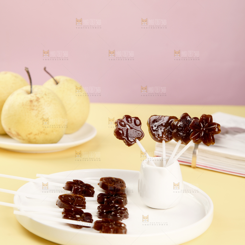 浅底上的秋梨膏棒棒糖