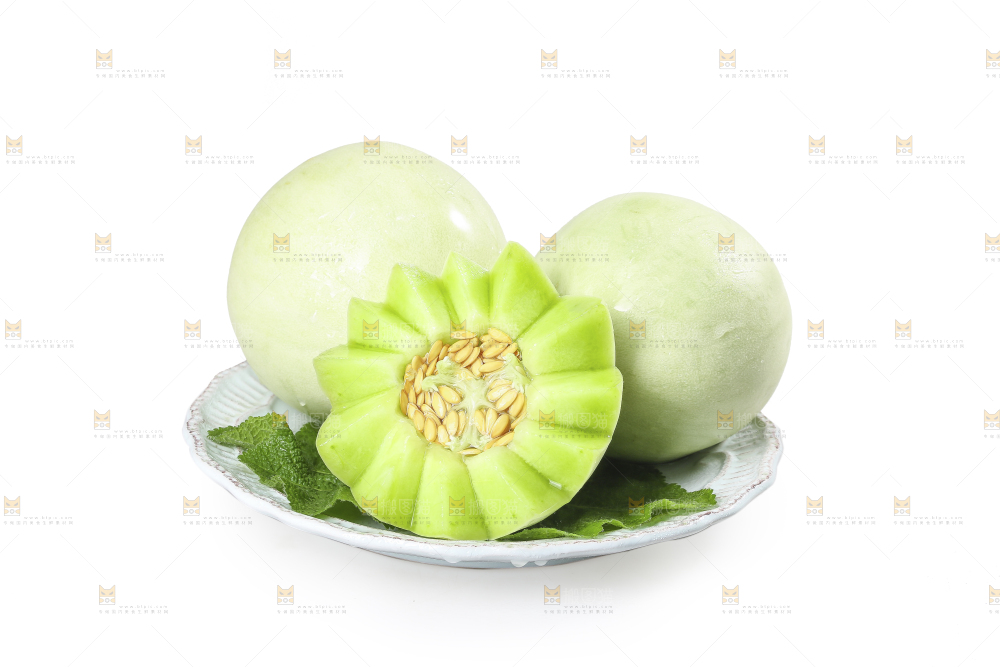 白底上的玉菇甜瓜