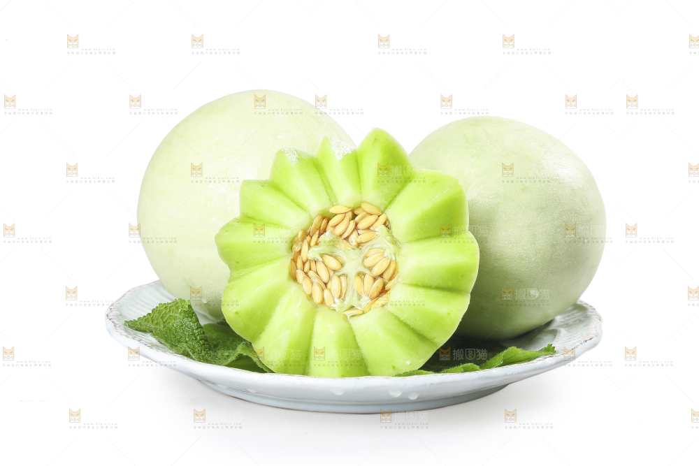 白底上的玉菇甜瓜