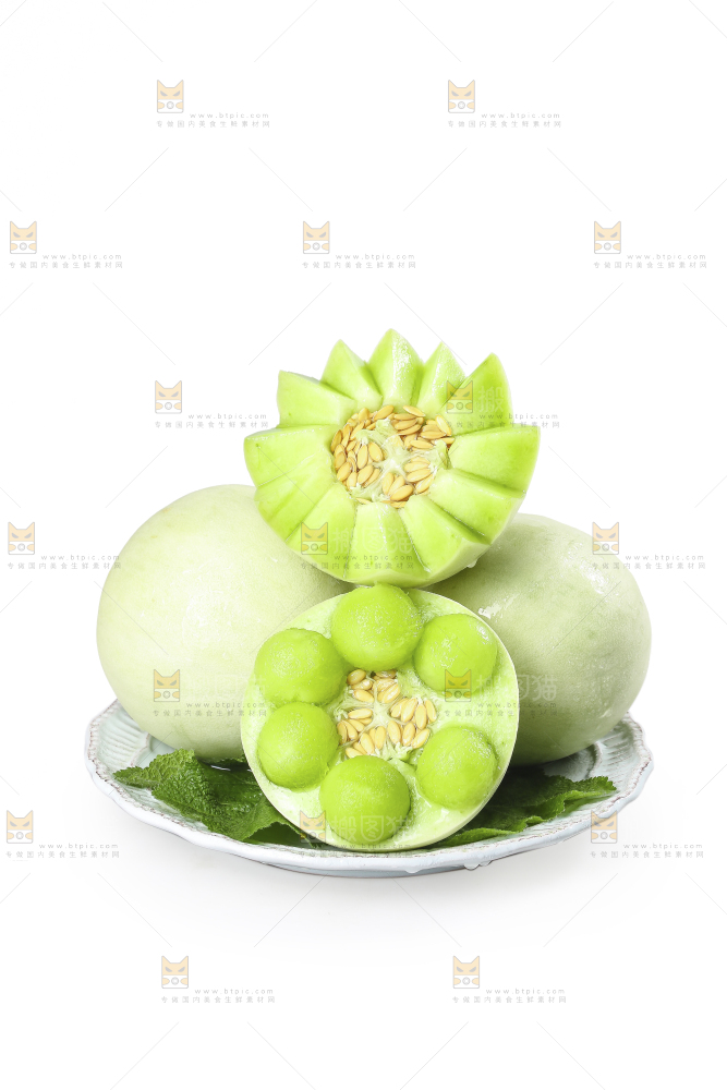 白底上的玉菇甜瓜