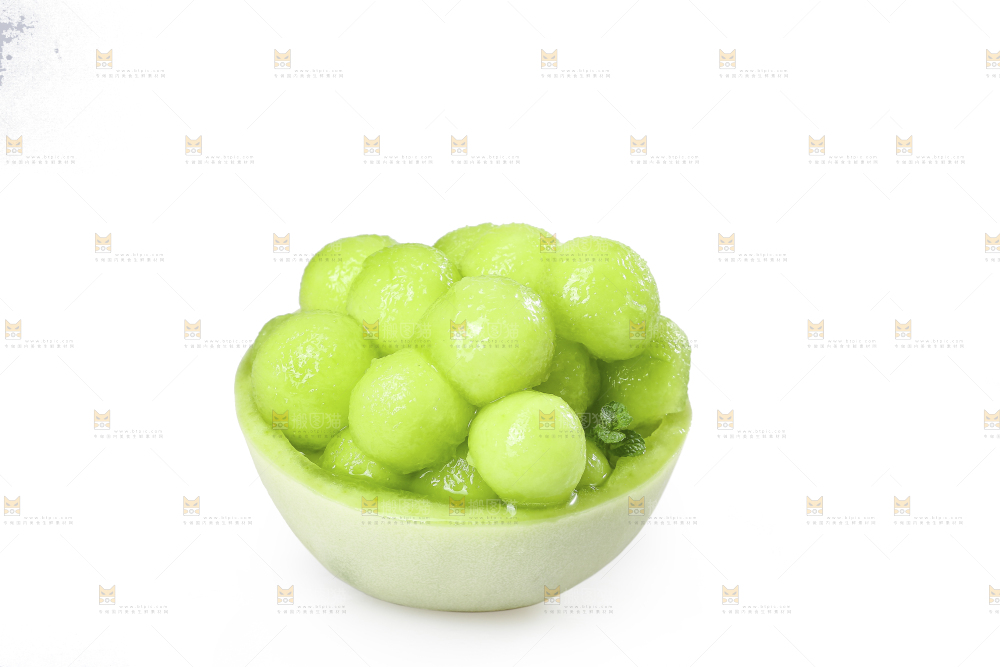 白底上的玉菇甜瓜