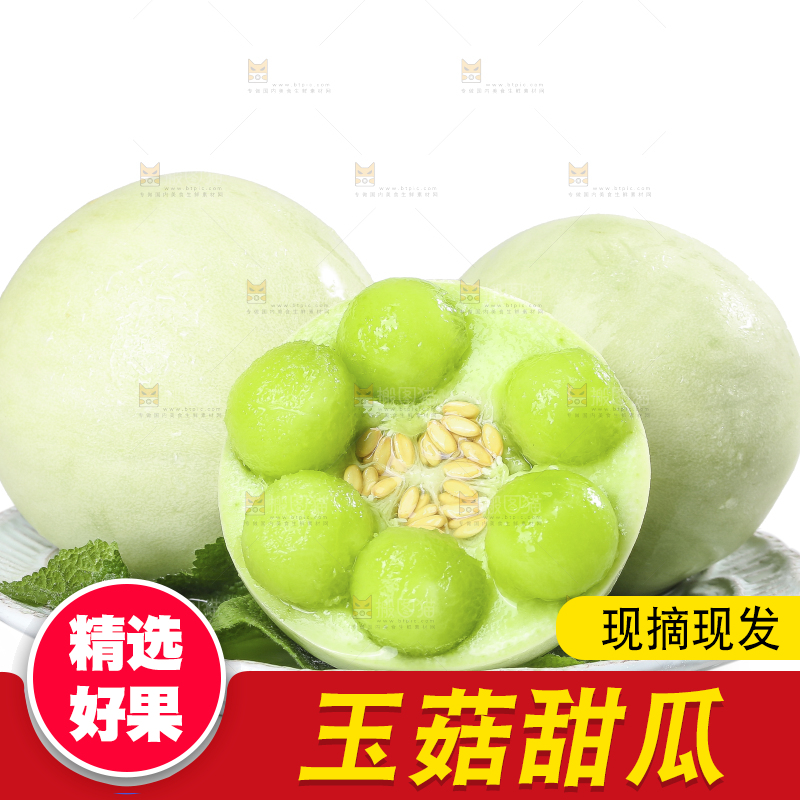 白底上的玉菇甜瓜