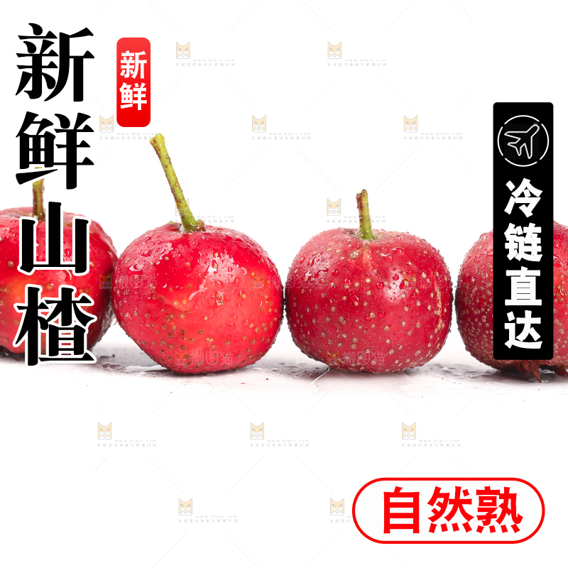 白底上的新鲜山楂