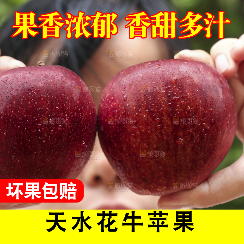 手里拿着花牛苹果