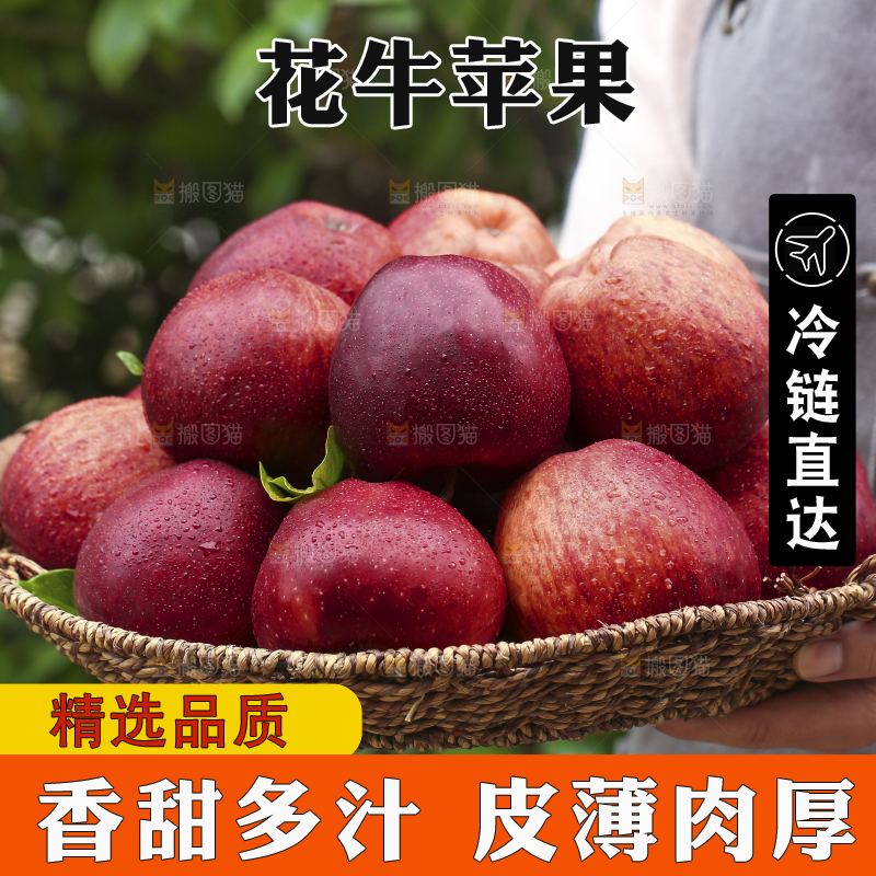 手里拿着花牛苹果