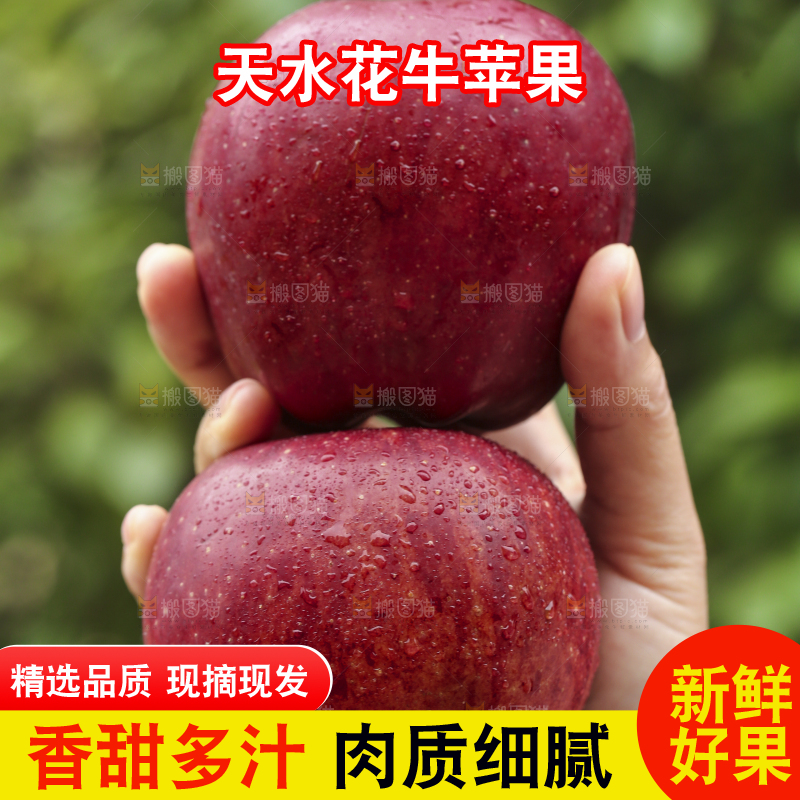 手里拿着花牛苹果