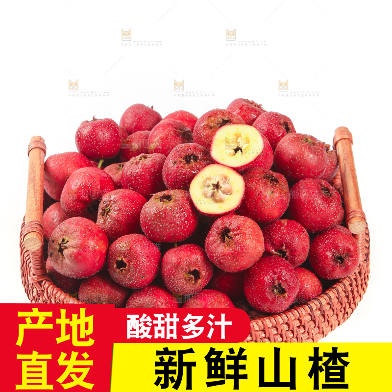 白底上的新鲜山楂
