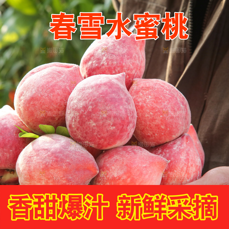 手里拿着春雪水蜜桃