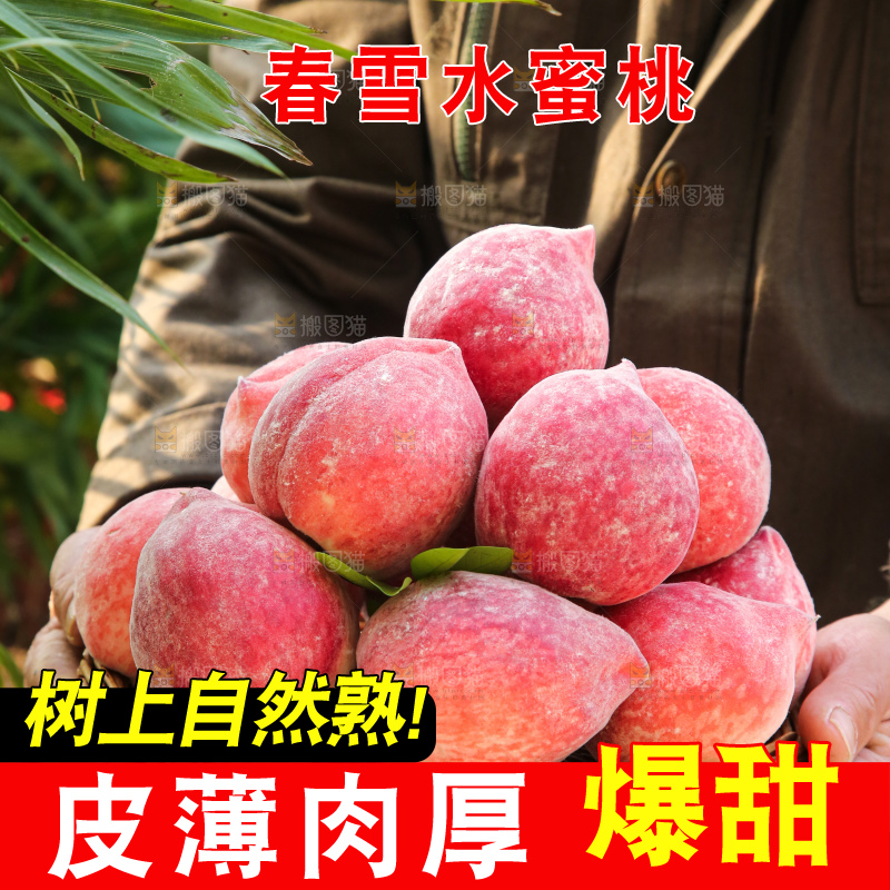 手里拿着春雪水蜜桃