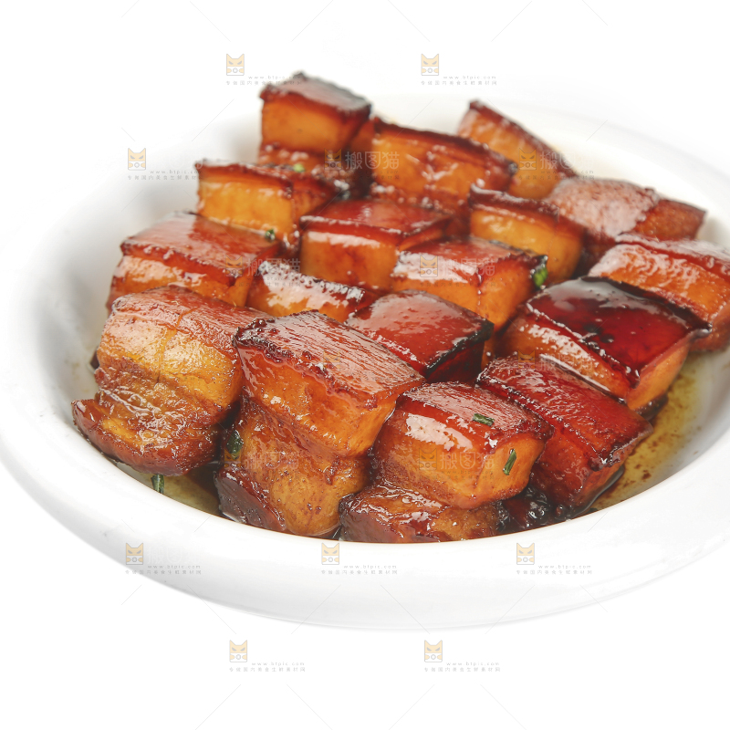 白底上的红烧肉