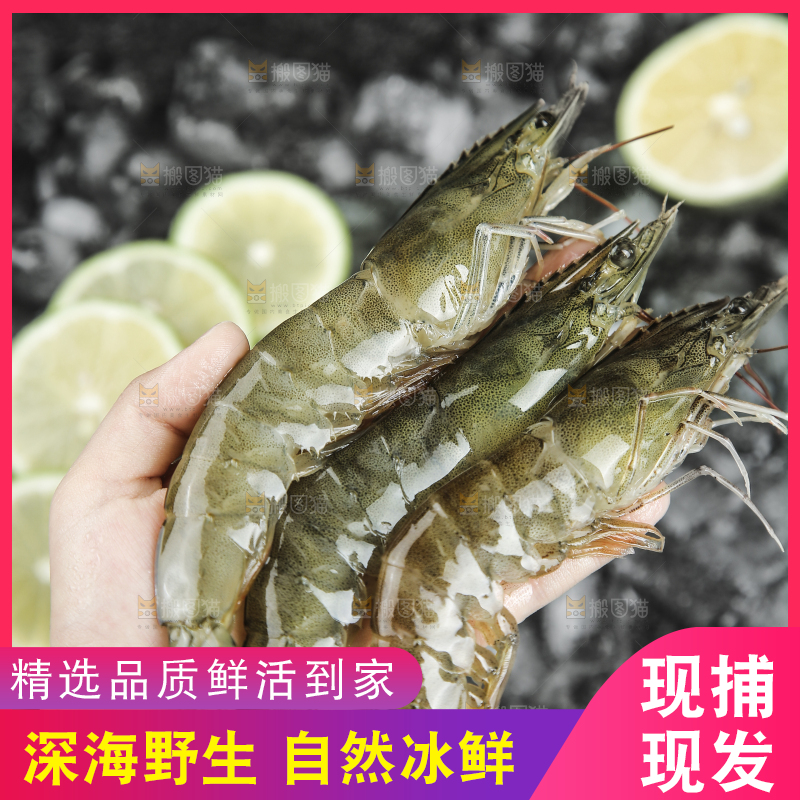 手里拿着青岛大虾
