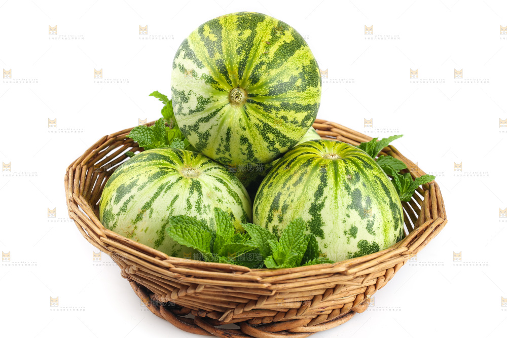 白底上的花蕾甜瓜