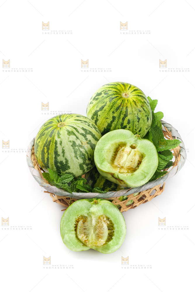白底上的花蕾甜瓜