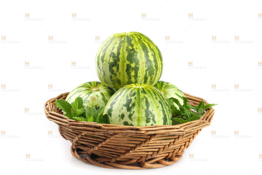 白底上的花蕾甜瓜