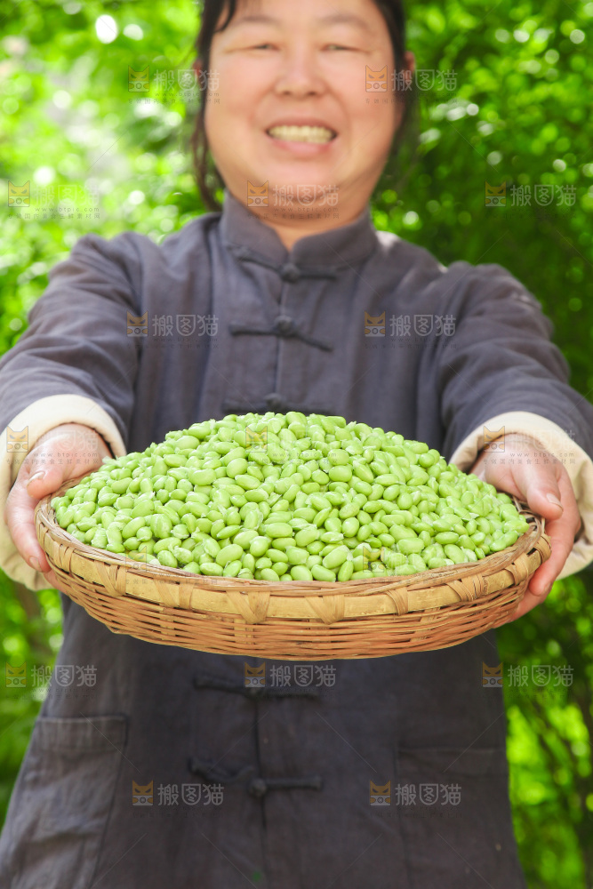 手里拿着毛豆