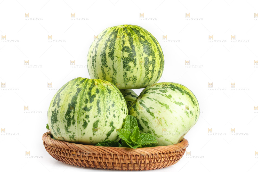 白底上的花蕾甜瓜
