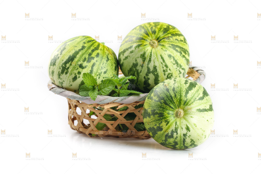 白底上的花蕾甜瓜