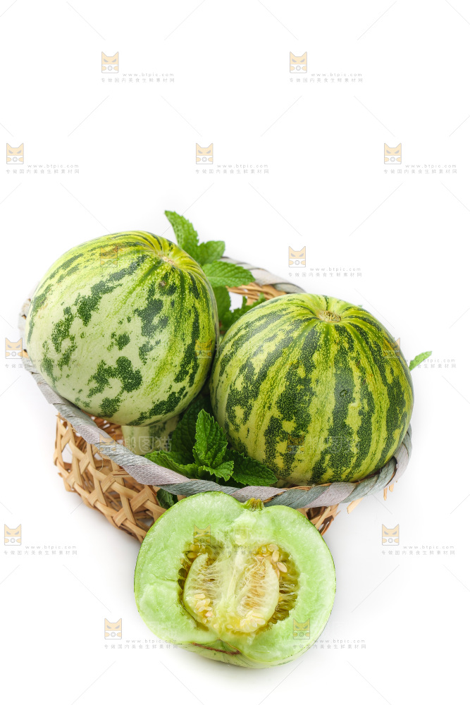 白底上的花蕾甜瓜