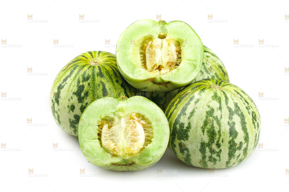 白底上的花蕾甜瓜