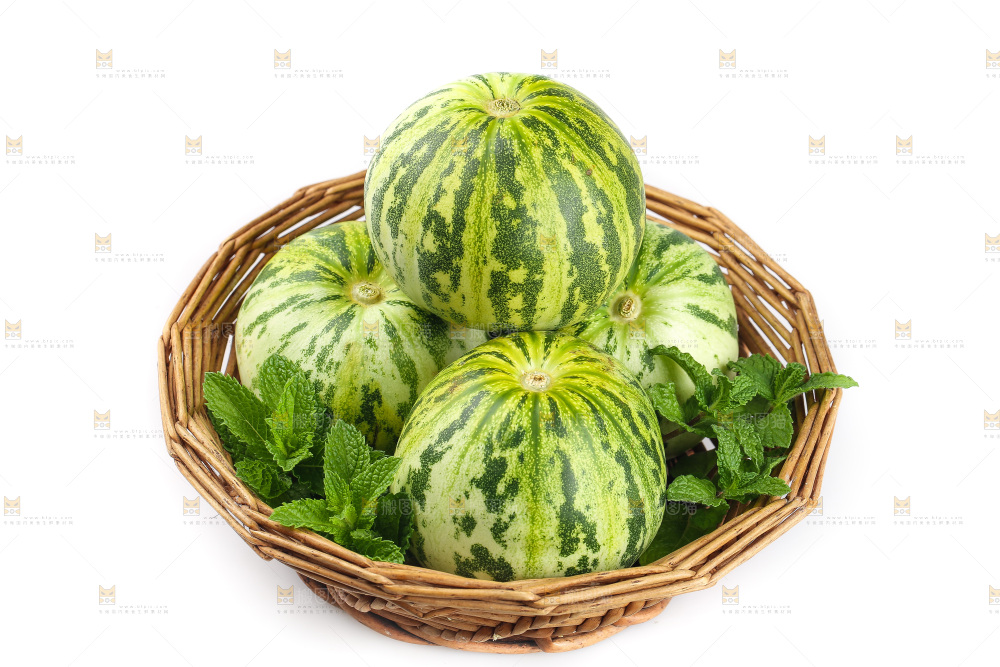 白底上的花蕾甜瓜