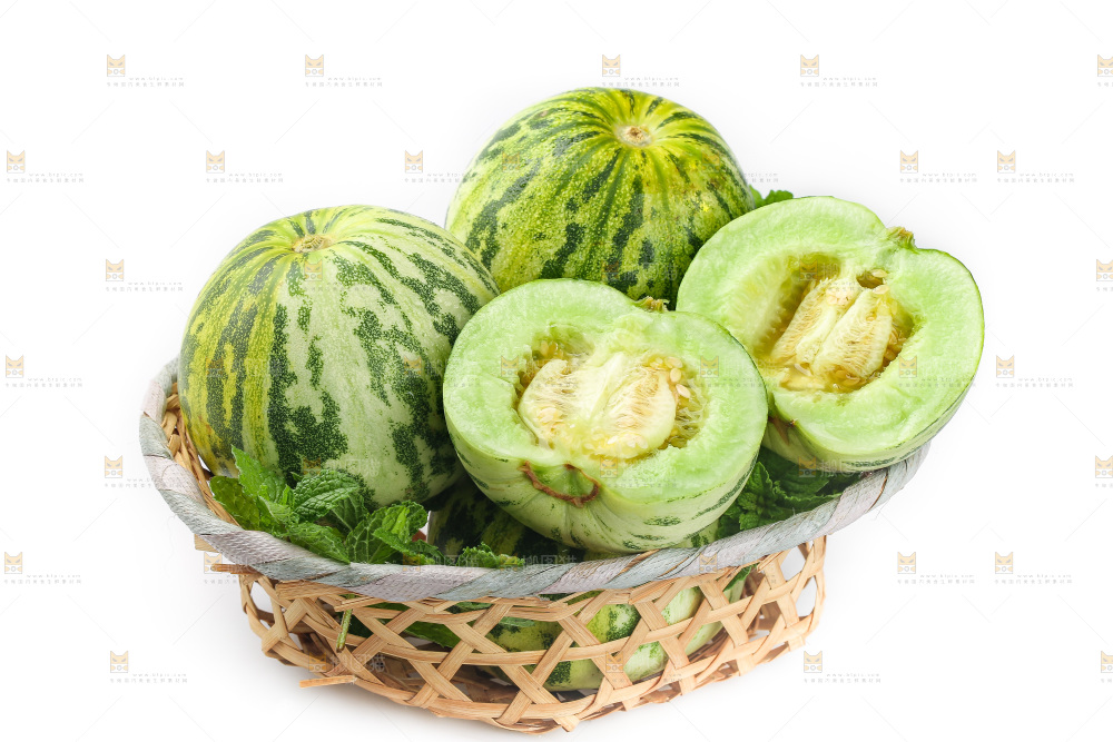 白底上的花蕾甜瓜