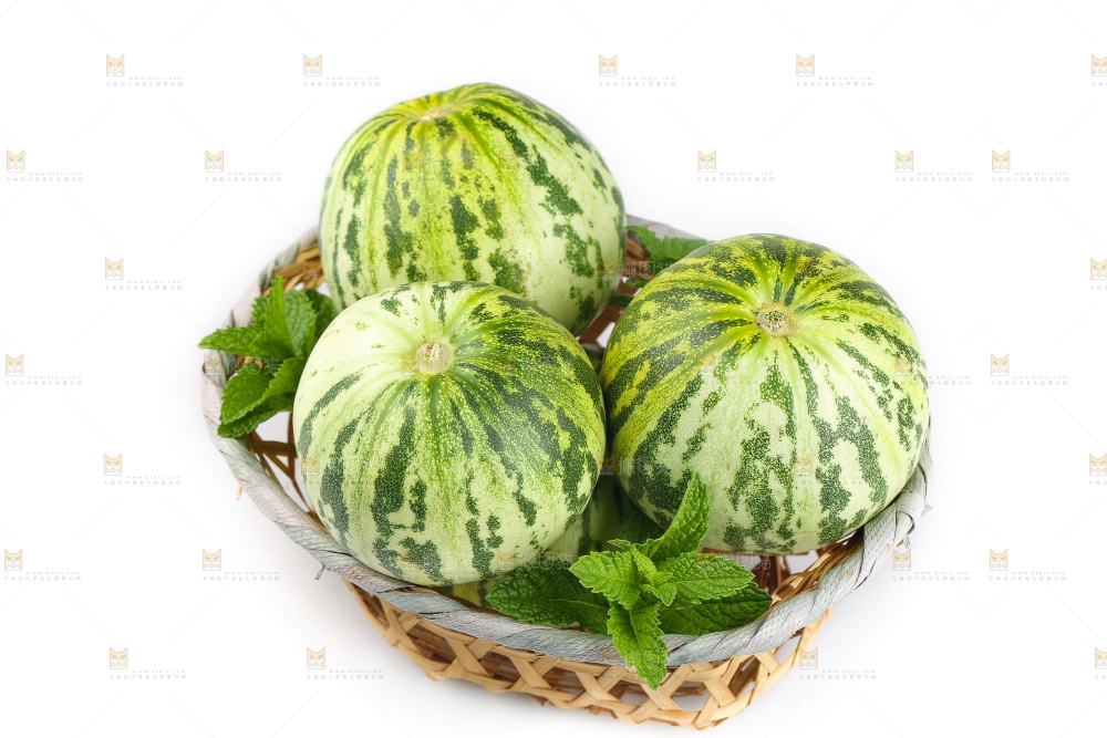 白底上的花蕾甜瓜