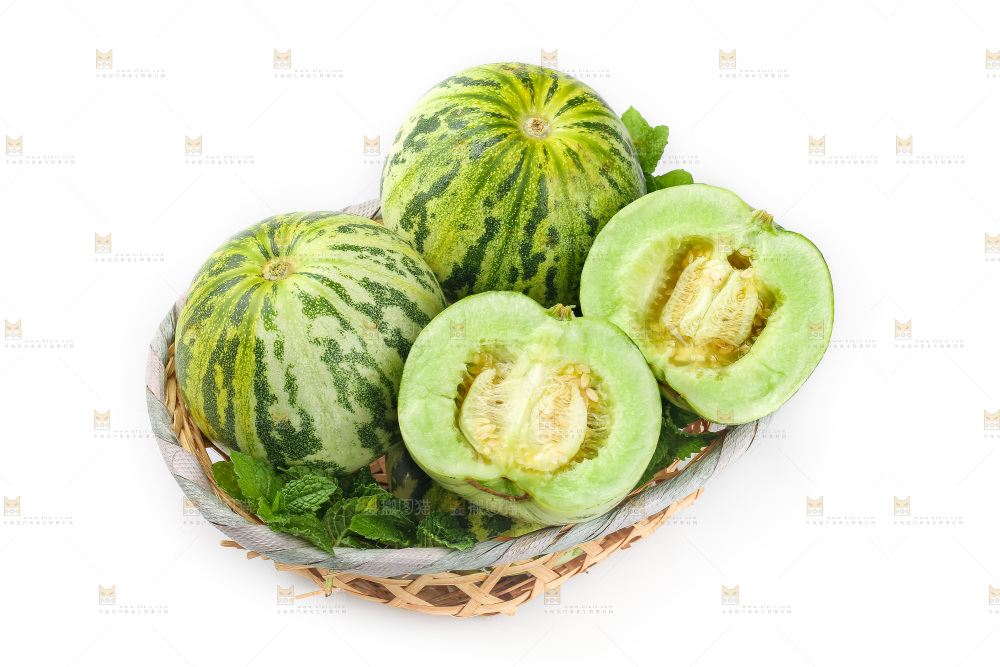 白底上的花蕾甜瓜