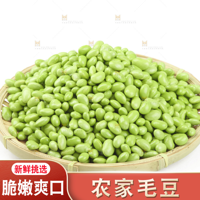 白底上的新鲜毛豆