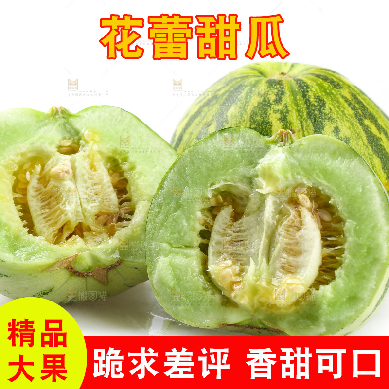 白底上的花蕾甜瓜