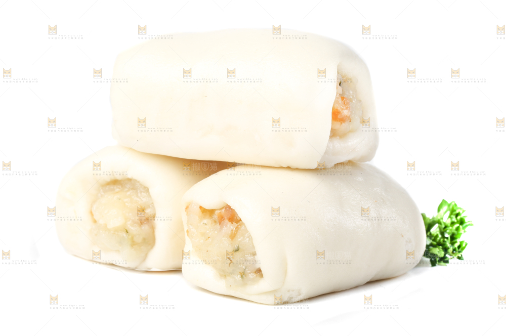 白底上的糯米卷