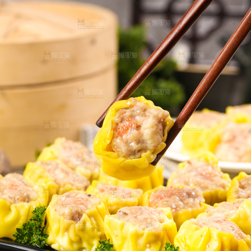 深底上的虾肉烧卖