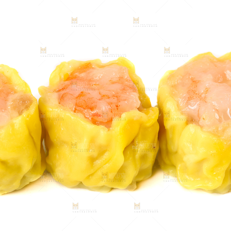 白底上的虾肉烧卖