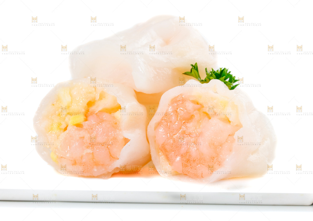 白底上的虾饺