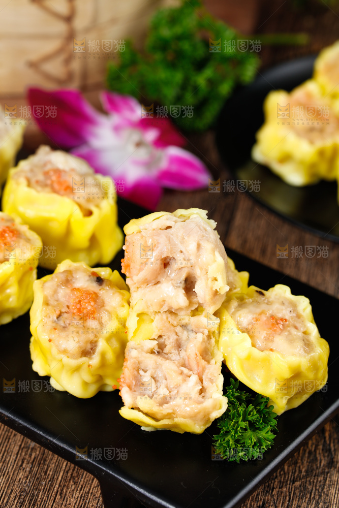 深底上的虾肉烧卖