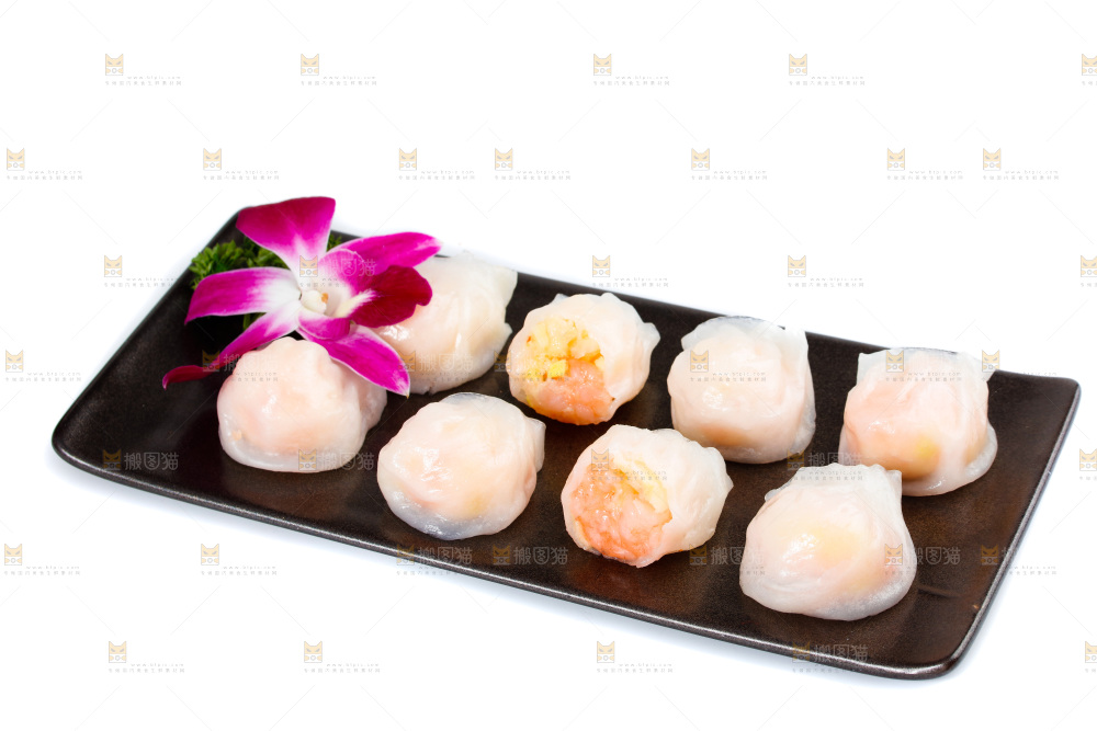 白底上的虾饺