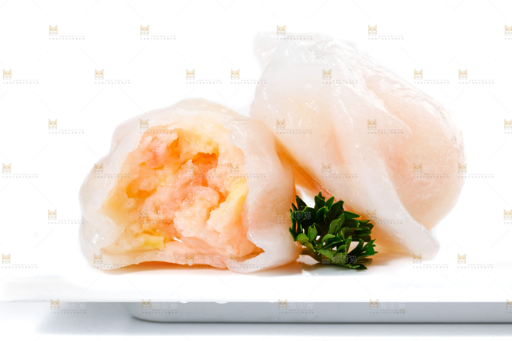 白底上的虾饺