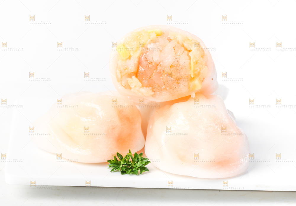 白底上的虾饺