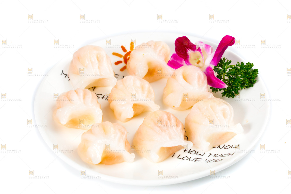 白底上的虾饺