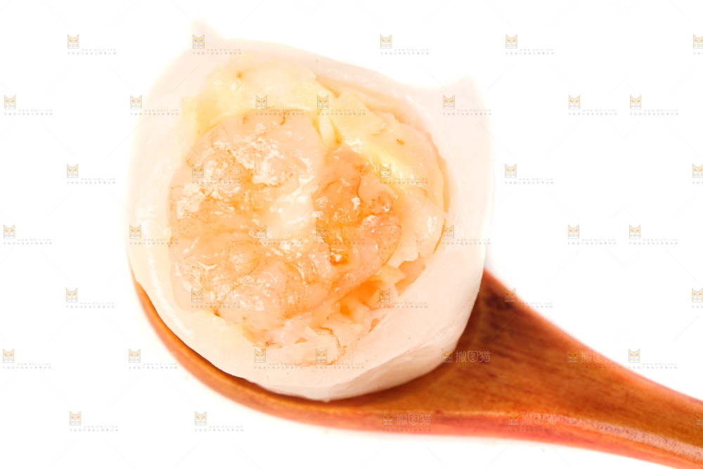 白底上的虾饺