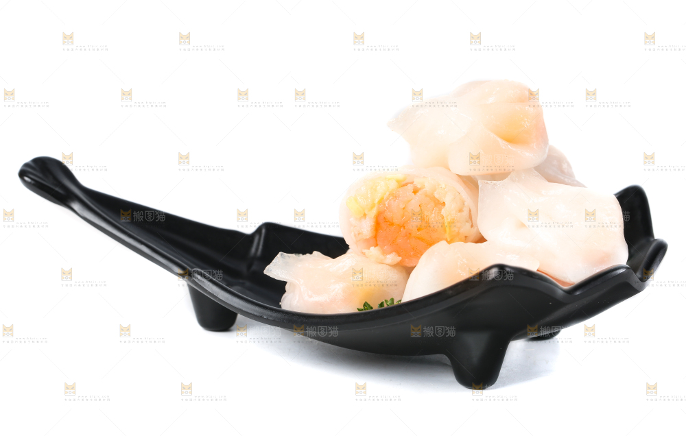 白底上的虾饺