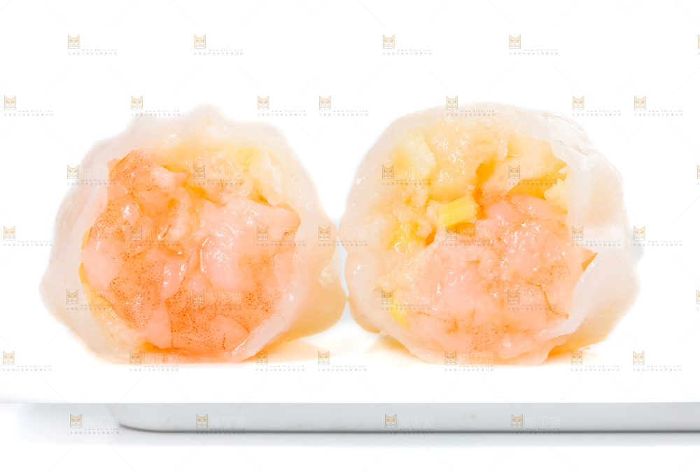 白底上的虾饺