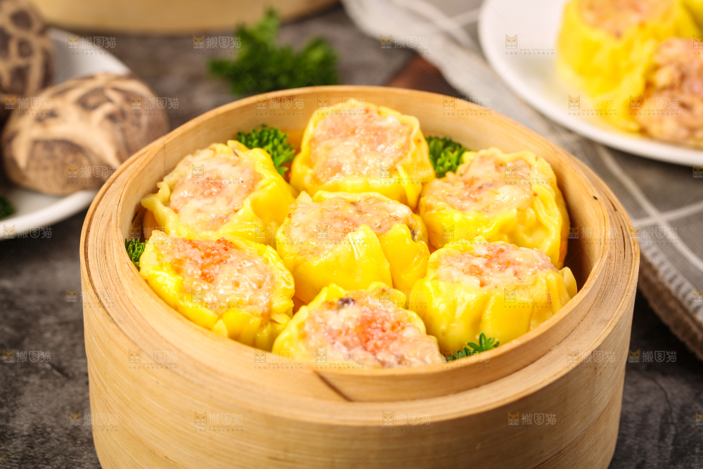 深底上的虾肉烧卖