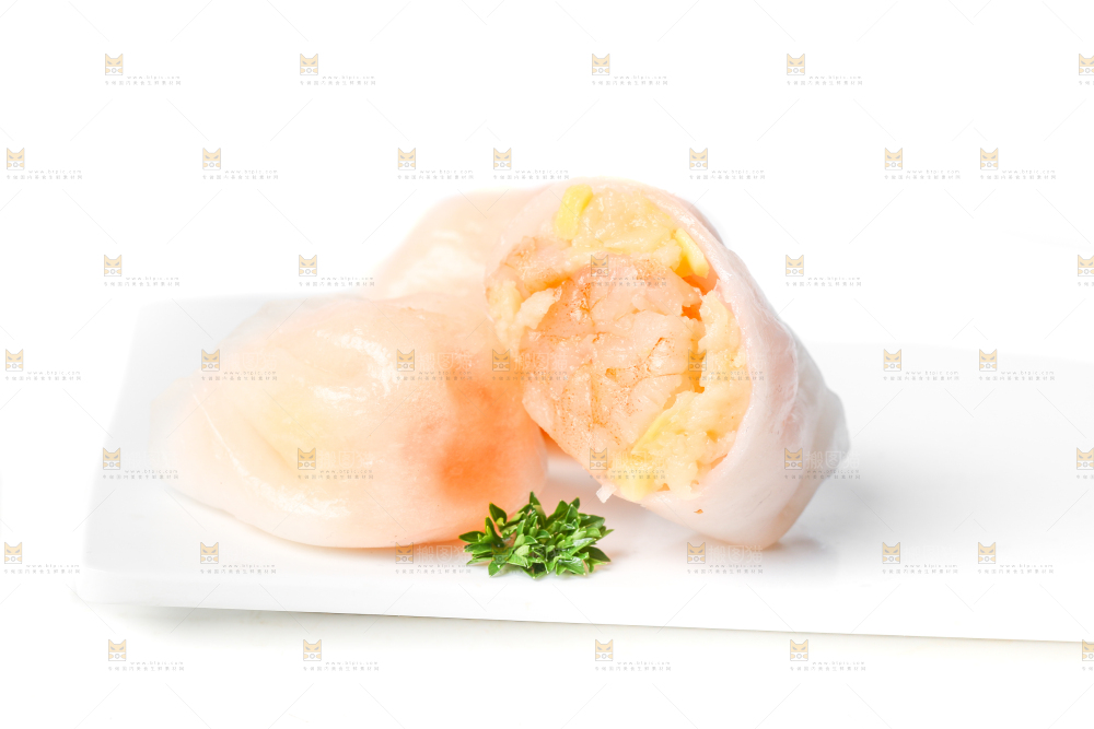 白底上的虾饺