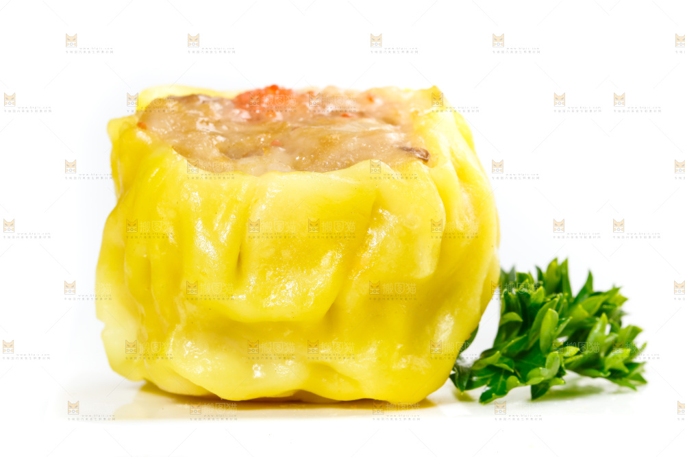 白底上的虾肉烧卖