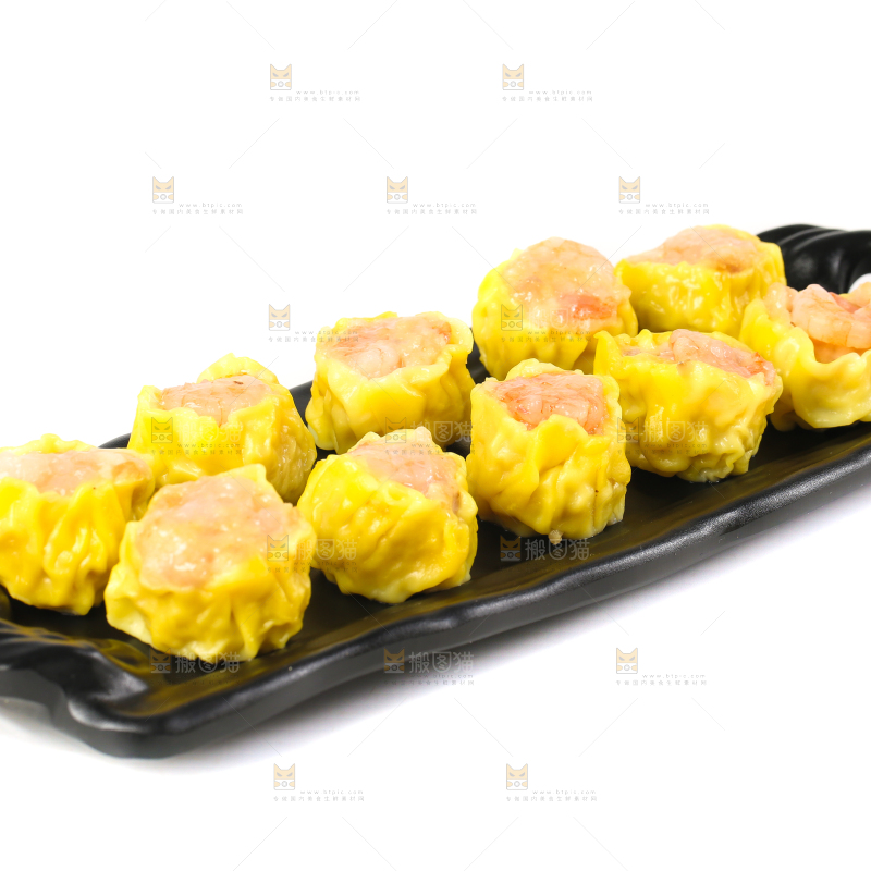 白底上的虾肉烧卖