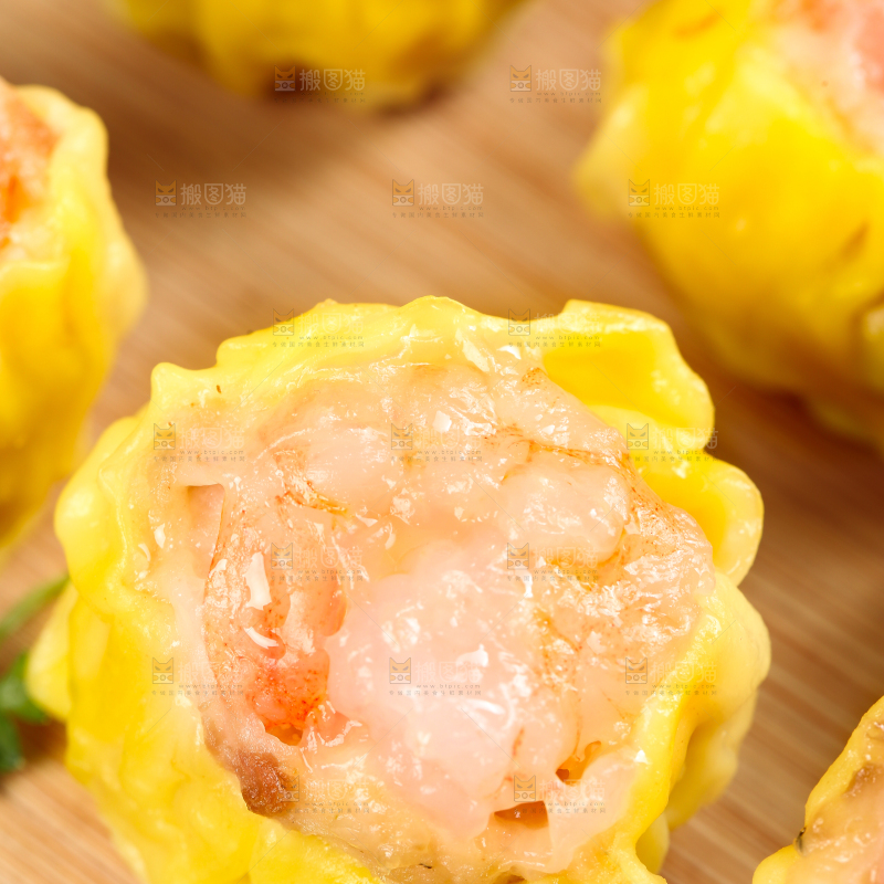 深底上的虾肉烧卖