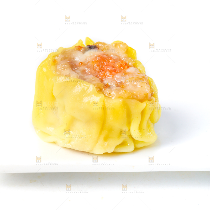 白底上的虾肉烧卖