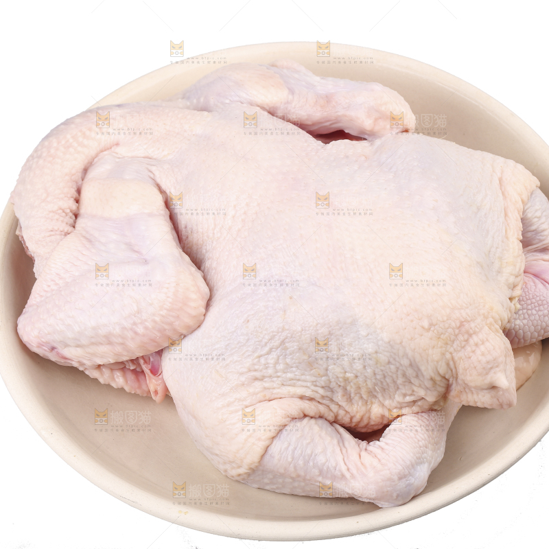 白底上的生鲜鸡肉