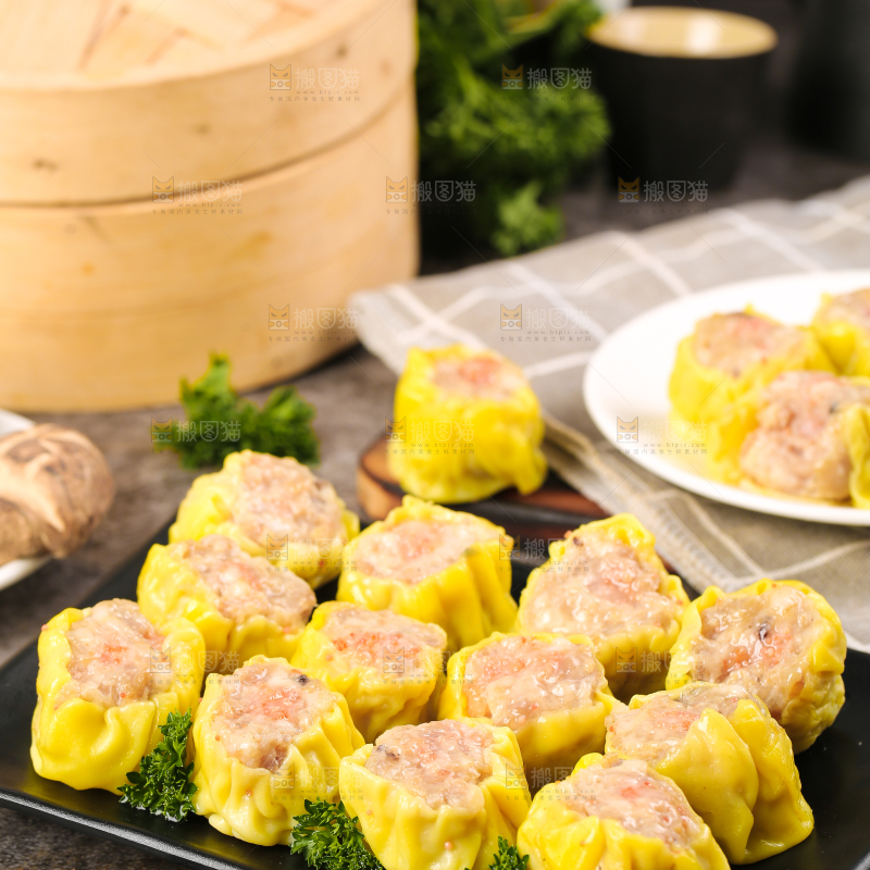 深底上的虾肉烧卖